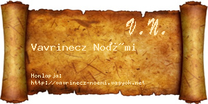 Vavrinecz Noémi névjegykártya